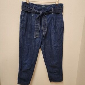 Ralph Lauren Paperbag Denim Jeans Baggy Grandma Core Cropped Women's Size 10